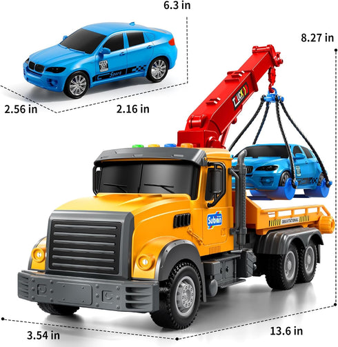 2-4 3-5 4-8,Friction JUKUDAHU Tow Trucks for Toddlers Years Old - Flatbed Truck Toy for Kids Aged Powered Transport