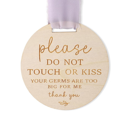 NQEUEPN Please Do Not Touch or Kiss Baby Sign, Wooden Don't Touch Baby