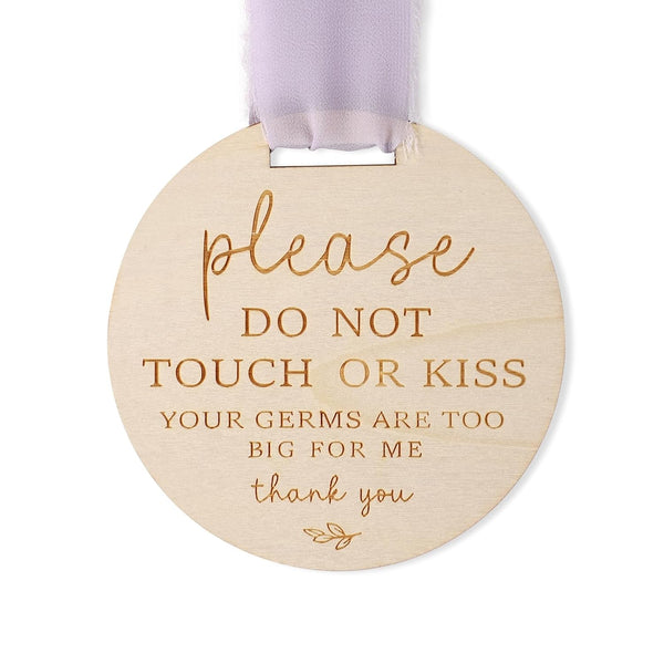 NQEUEPN Please Do Not Touch or Kiss Baby Sign, Wooden Don't Touch Baby