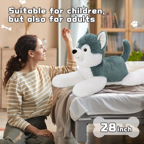 MaoGoLan 28" Giant Husky Dog Stuffed Animal, Soft Lifelike Plush Toy, Gift for Kids and Puppy Lovers
