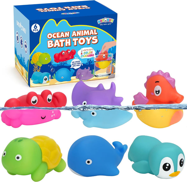 BenBen Bath Toy, 6PCS Color Changing Bath Toys for Kids Ages 1-3,