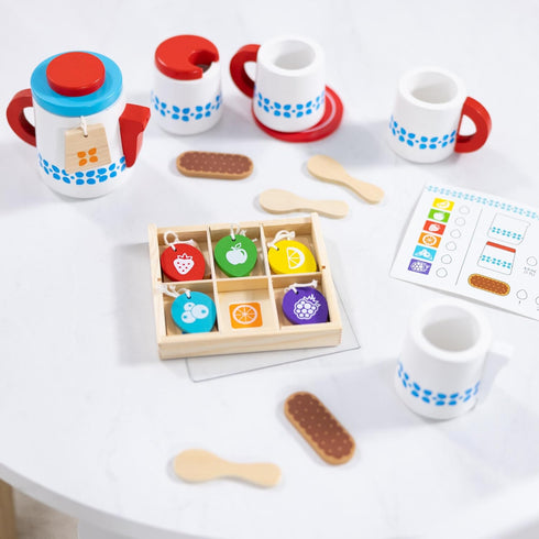 20-Piece Set Melissa & Doug Steep and Serve Wooden Tea - Play Food and Kitchen Accessories