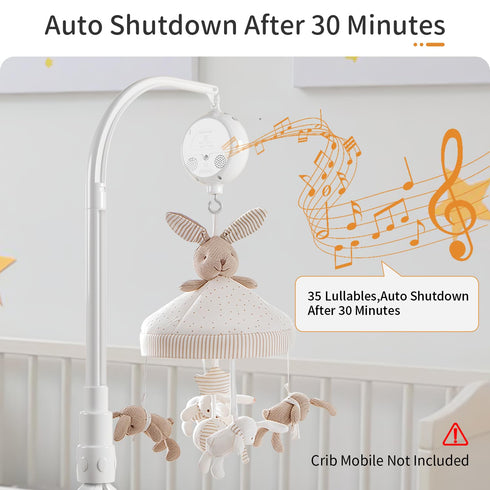FEISIKE Crib Mobile Motor, Baby Music Box Spinner with 3 Modes, 35 Lullabies, Portable Sound Machine, Auto-Off 30