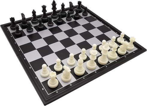 9.8" Magnetic Travel Chess Set, Portable Folding Chess Board for Adults and Kids, Black & White Color