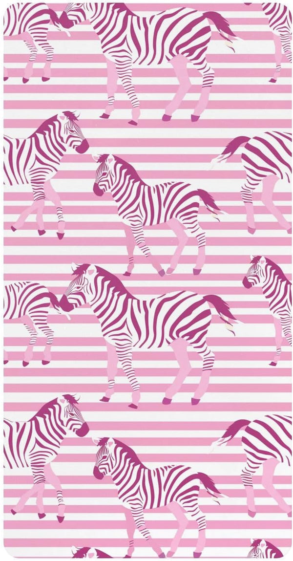 Bseiialft Pink White Zebras Stripes Crib Sheets for Boys Girls Soft and Breathable