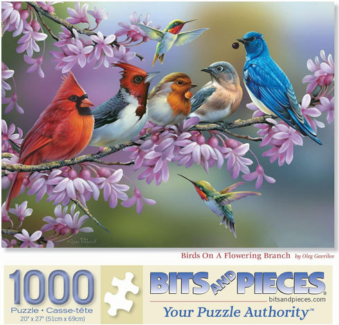 Bits and Pieces 1000 Piece Jigsaw Puzzle, Birds On A Flowering Branch by Artist Oleg Gavrilov