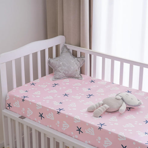 3 Pack 28x52 Inches PHF Soft Mermaid Crib Sheets Fitted, Silky Comfy Breathable Baby Sheets for Boys Girls Neutral