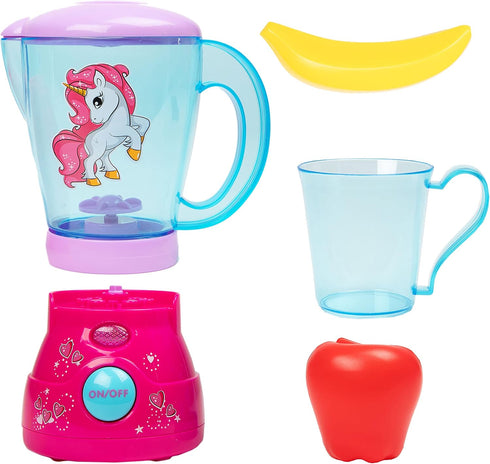 Toy Chef Play Kitchen Appliances Premium Pretend Blender for Kids Unicorn-Theme Pink Toddler Kitchen