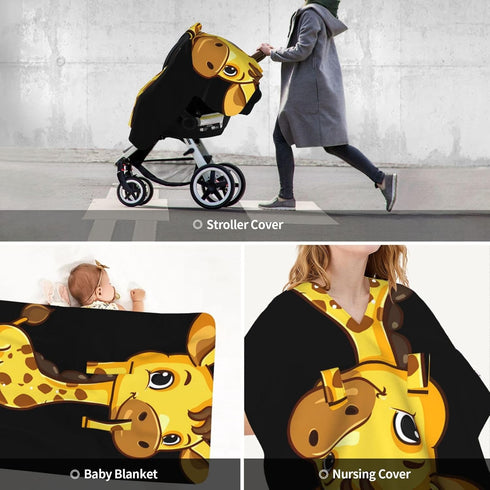 Zhbvncp Giraffe Funny Cute Baby Car Seat Cover & Breastfeeding Nursing Cover - Breathable Stretch Fabric Multi-Use