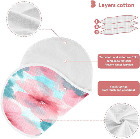 YETTASBIN Mint Flower Muslin Baby Burp Cloth, Super Soft Absorbent Cotton Burp Rag Baby Bibs Feeding Cloth for Newborn