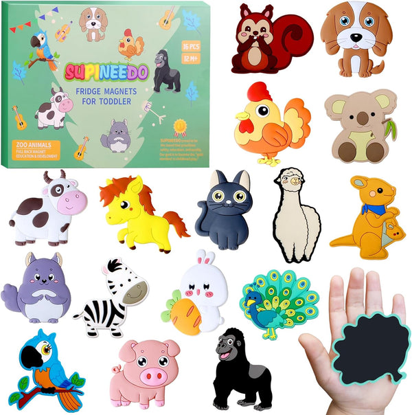 Kids Magnets for Fridge, Cute Animal Refrigerator Magnets for Toddlers, Educational Gift for Children, Full Back