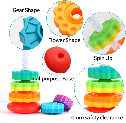 Spinning Stacking Toys - Rainbow Tower, Kids Stackable Spinning Toy for Toddlers, Educational Toy