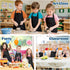 30 Pcs Kids Apron Bulk Adjustable Children Bib Aprons with Pockets for Girls Painting Kitchen Cooking Baking (Black, L)