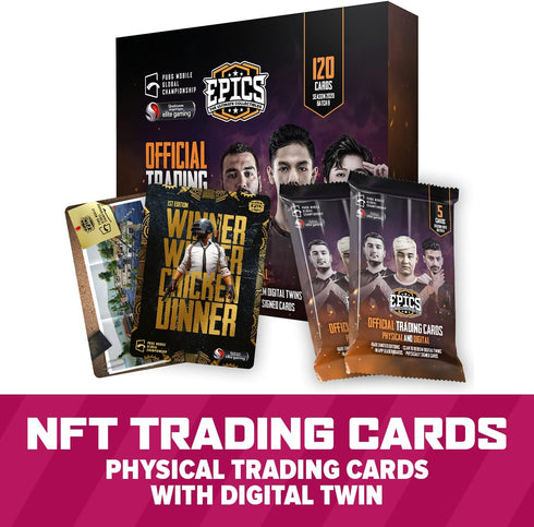 Epics PUBG Mobile NFT Hybrid Trading Cards - Box of 120 Trading Cards, Black