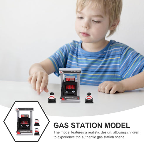 VICASKY Miniature Gas Station Model Toy for Doll House, 1pcs Simulation Decor for Kids
