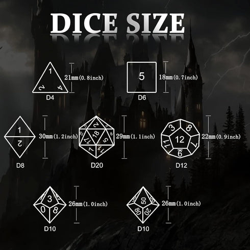 D&D Dice, Dungeons and Dragons HNCCESG Metal Dice Set for RPG MTG Table Games (Dragon Silver Bloodstained)