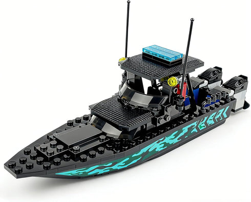 Set City Coast Guard Boat Building Blocks Police Boat, Rescue Boat & Patrol Ship Toy for Boys and Girls, STEM