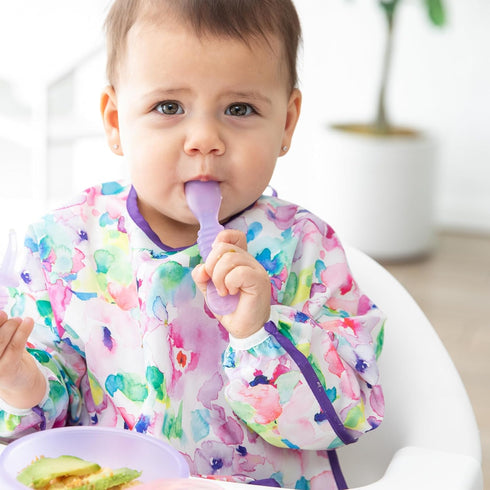 Bumkins Baby Bowl, Silicone Feeding Set with Suction, Includes Spoon and Lid, Training Essentials for Baby Led Weaning