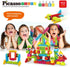 Picasso Toys 112pcs Hedgehog Blocks - STEM Building Tiles Set for Construction Learning, Creativity Beyond Imagination
