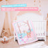 Set 3 Set UOMNY Crib Bedding for Girls Piece Woodland Baby Girl Crib Bedding Include Fitted Crib Sheet Comforter Crib