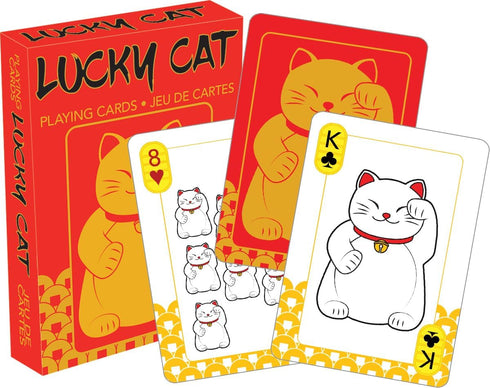 AQUARIUS Lucky Cat Playing Cards - Themed Deck for Your Favorite Card Games - Poker Size with Linen Finish