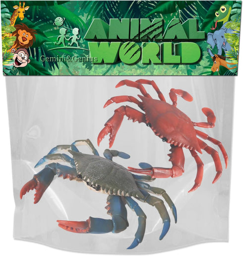 Gemini&Genius 2Pcs Crabs Marine Animal Action Figures, Educational Ocean Model Toys for Kids