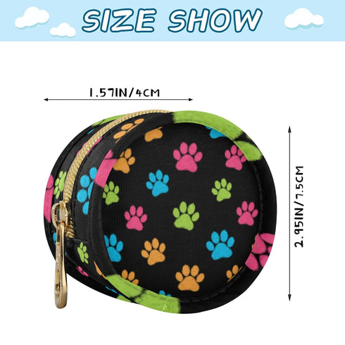 PYBUG Paw Print Round Pacifier Storage Case, Polyester & TPU Lined with Hook Buckle, Pacifier Container Box for Baby