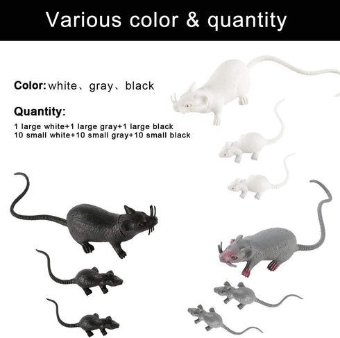 33 PCS Halloween Fake Mouse Toys, Realistic Plastic Mouse Figurines Simulated Big and Small Mouse Models for Halloween Party Decorations Joke Trick Prank Props