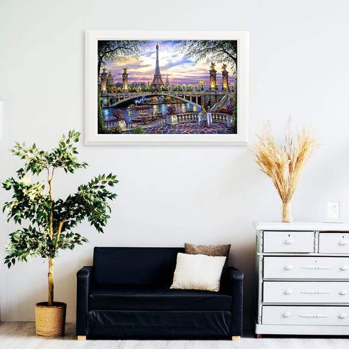 1000 Pieces Wooden Jigsaw Puzzle for Adults - Flower Eiffel Tower Paris Bridge Puzzle Gift for Family Home Decor