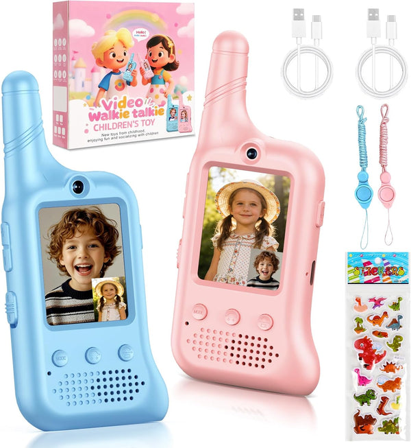 Acortjl 2 Pack Video Walkie Talkies for Kids, Rechargeable Kids Walkie Talkies with