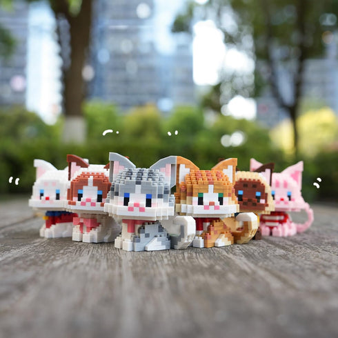 Myweyde 381Pcs) Cow Cat Building Blocks - Mini Orange, Ragdoll, Tricolor, White, and Lucky Black Micro Bricks (Ragdoll