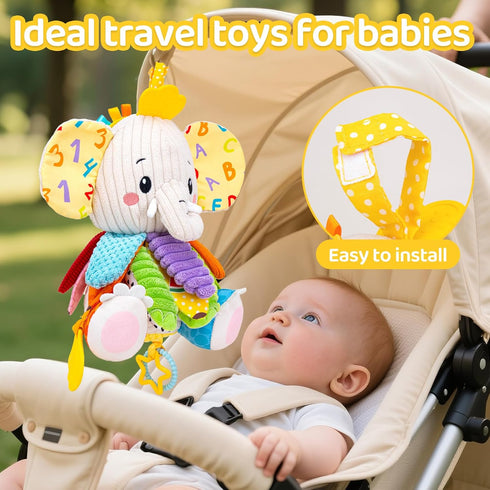 JoySpark Toys 3-6 3 6 9 12 Tummy 0-6 6-12 Baby Toys Months, Musical Stuffed Elephant Toddler Toy for Newborn Infant