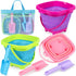 Collapsible Beach Buckets for Kids, Foldable Sand Buckets and Shovels with Mesh