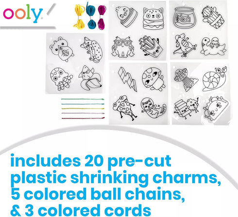 Ooly Shrink-Its! 28 PC DIY Shrinking Art Kit with 20 Plastic Pre Cut Charms, No Mess Art for Kids, Ideal Party Favor