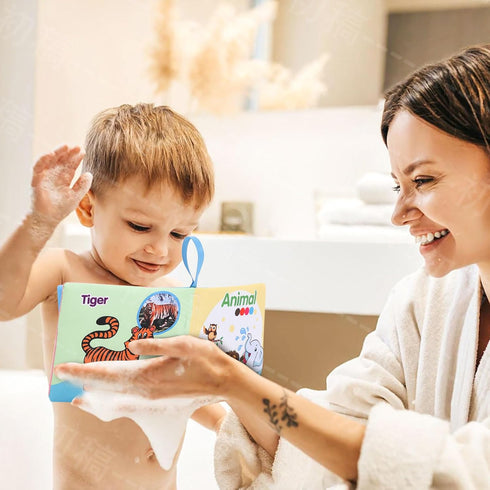 XBagSJ 5PCS Baby Bath Books for Toddlers Learning The Names of Animals, Fruits, Vegetables, Transportation, Colorful