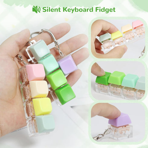 Lohoee 3Pcs Keyboard Fidget Toys- Silent Fidget Keyboard Clicker Keyboard Button Quiet Fidget Keychain Decompression