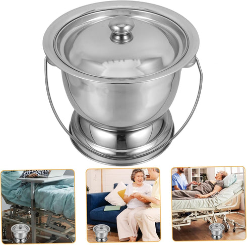 Commodes ORFOFE Stainless Steel Urinal Cup for Toddlers Adults Portable Potty for Travel Bedside