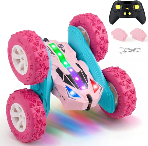 Threeking New Remote Control Car RC Flip Stunt Double Sided Driving Cars