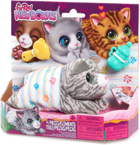 furReal Newborns Kitty Interactive Pet - Small Plush Stuffed Animal Cat with Sounds and Movement for Kids