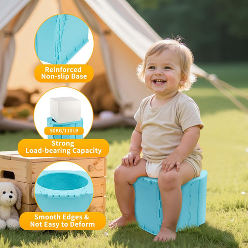 Portable Potty for Toddler Travel, Reusable Foldable Potty Training Toilet with Travel Bag and Liners, On the Go Potty