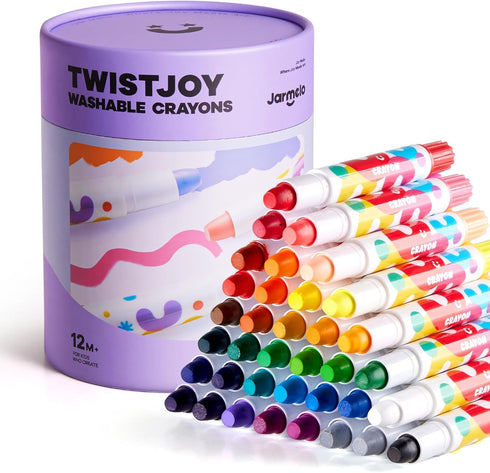 Jar Melo Jumbo Crayons for Toddlers, 36 Colors TwistJoy Non Toxic Washable