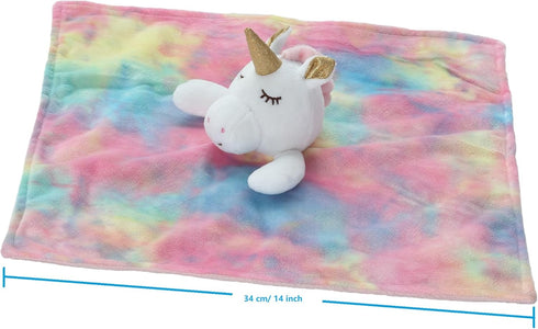 CREVENT Cozy Plush Baby Security Blanket Loveys | Unicorn with Minky Dot Front & Backing | Baby Girls Gift