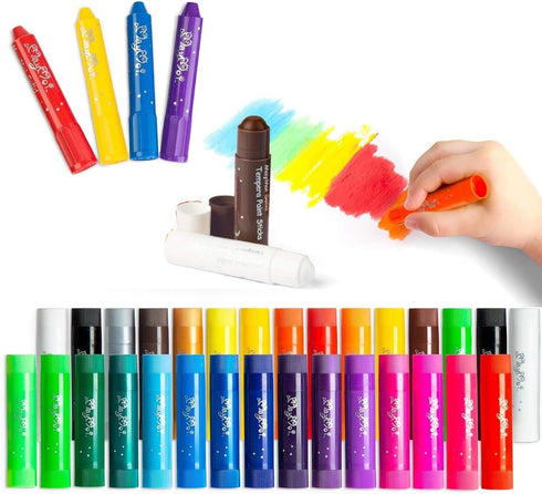 MayMoi Tempera Paint Sticks - 30 Bright Colors, Quick Drying, Easy to