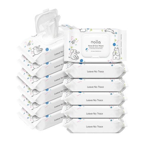 Nolla Nose and Face Wipes for Babies & Kids with Saline, Vitamin