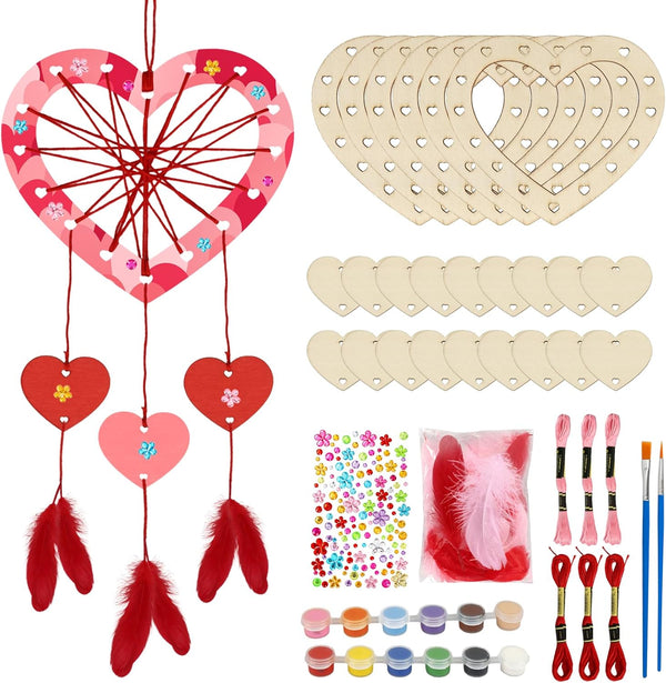 Fennoral 6 Pack Heart Dream Catcher Craft Kit for Kids Paint You