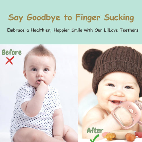 0-6 6-12 2 Pack Baby Teething Toys by Komfy LilLove, No Drop Teether and Ring Teether for Baby Teething Relief