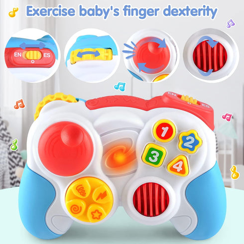PLAY Baby Controller Toy - Bilingual Learning Toys, Pretend Video Game Controller & TV Remote Combo