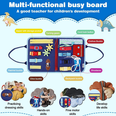1 2 3 4 1-3, JHkim Busy Board Montessori Toys for Year Old Boys Girls Gifts, Sensory Toy for Toddlers Educational
