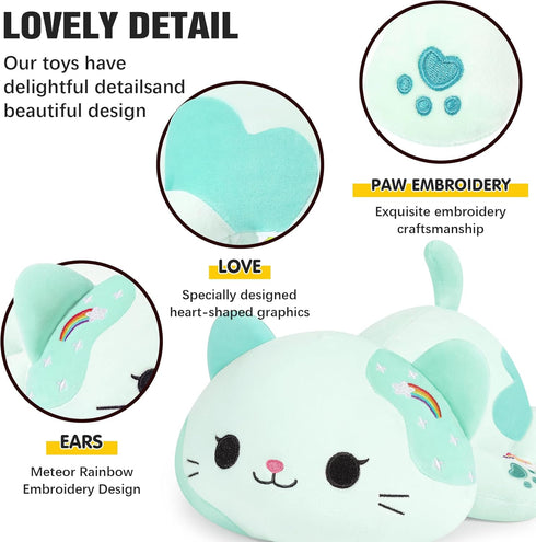 9") Onsoyours Original Rainbow Cat Plush Kitty Plushies Toy Blue Cat Kitten Stuffed Animal Soft Pillow Kawaii Plushie