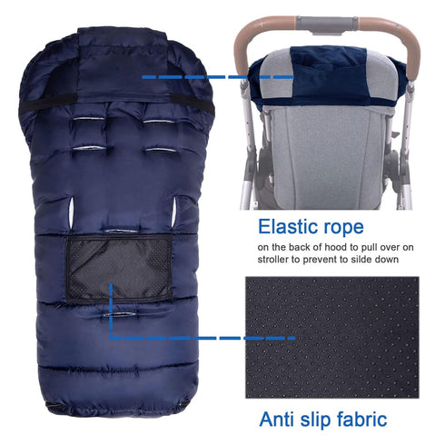 Cozy Yobee Universal Fleece Stroller Footmuff, Winter Outdoor Tour Waterproof Baby Sleeping Bag, Anti-Slip, Adaptable